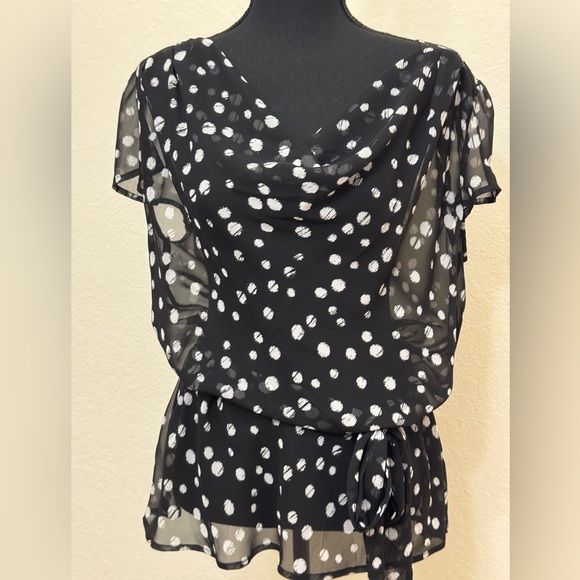 Worthington Shear Scoop Neck Blouse with Tie Waist - Picture 3 of 4